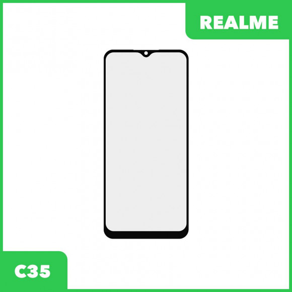 Стекло + OCA пленка для переклейки Realme C35 (черный)