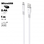 USB кабель Borofone BX23 Wide Power MicroUSB, 1 метр, 2.4A, PVC, белый USB кабель Borofone BX23 Wide Power MicroUSB, 1 метр, 2.4A, PVC, белый