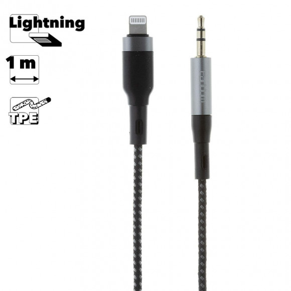 Аудио кабель (AUX) Earldom ET-AUX40 3.5мм Lightning + Mic, 1 метр, белый