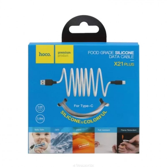 USB кабель Hoco X21 Plus Silicone Charging Cable For Type-C, 1 метр, (белый/черный) USB кабель Hoco X21 Plus Silicone Charging Cable For Type-C, 1 метр, (белый/черный)