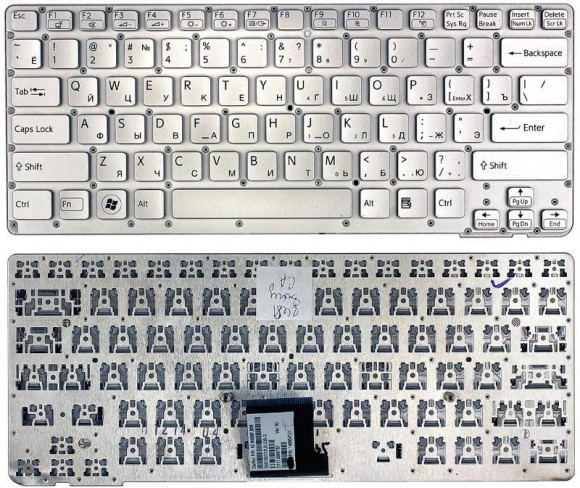 Клавиатура для ноутбука ноутбука Sony Vaio VPC-CA, VPCCA, VPCSA, VPC-SA, серебристая
