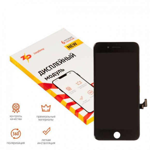 дисплей в сборе с тачскрином ZeepDeep PREMIUM для iPhone 7 plus, черный + прокладка-абсорбер