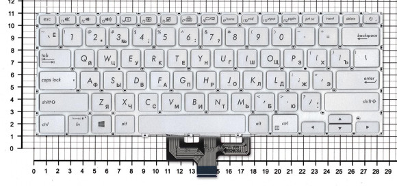 Клавиатура для ноутбука Asus ZenBook 14 UX434, серебристая с подсветкой