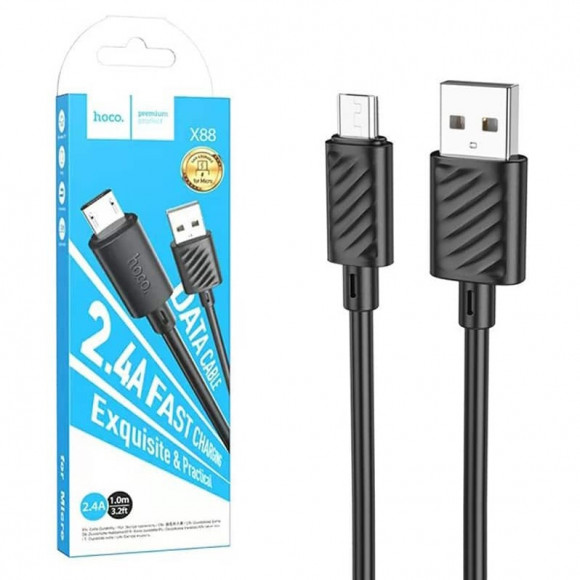 Кабель USB HOCO (X88) microUSB (1м) (черный)