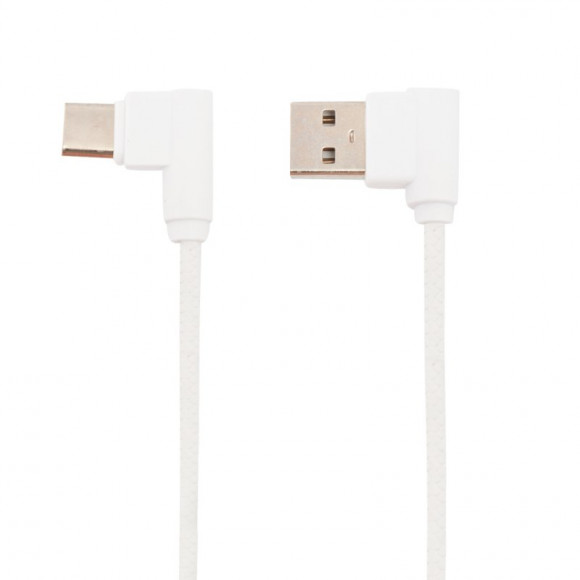 USB кабель "LP" USB Type-C L-коннектор Круглый шнурок (белый, коробка)