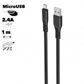 USB кабель Borofone BX23 Wide Power MicroUSB, 1 метр, 2.4A, PVC, черный USB кабель Borofone BX23 Wide Power MicroUSB, 1 метр, 2.4A, PVC, черный