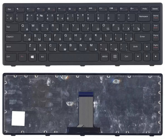 Клавиатура для ноутбука Lenovo Flex 14 G400s, черная с рамкой