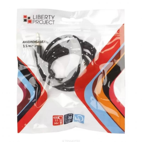 Аудиокабель "LP" в оплетке, 1 метр (черный, европакет)