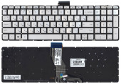 Клавиатура для ноутбука HP Pavilion 15-AB, 15-AB000, 15Z-AB100, серебристая с подсветкой