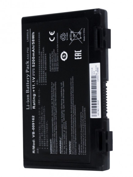 Аккумулятор (батарея) для ноутбука Asus K40, F82 (A32-F82), 11.1В, 5200мАч, черный (OEM)