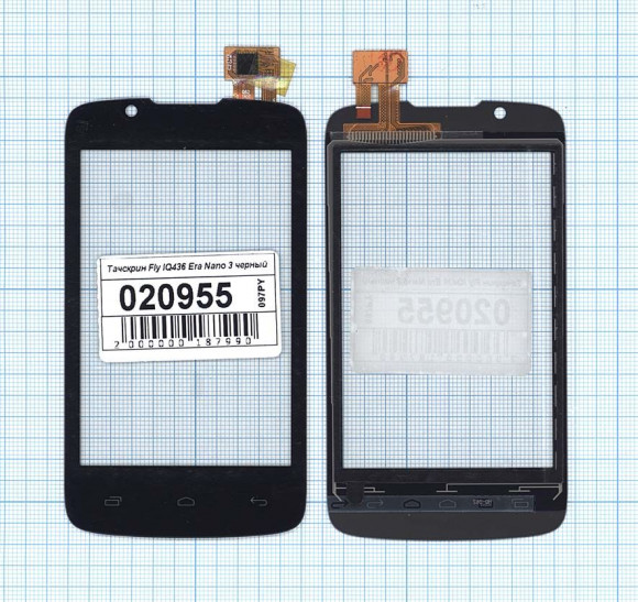 Сенсорное стекло (тачскрин) для Fly Era Nano 3 (IQ436), черный
