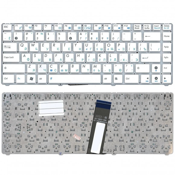 Клавиатура для ноутбука Asus EeePC 1215, 1225, 1225B, 1225C белая, без рамки