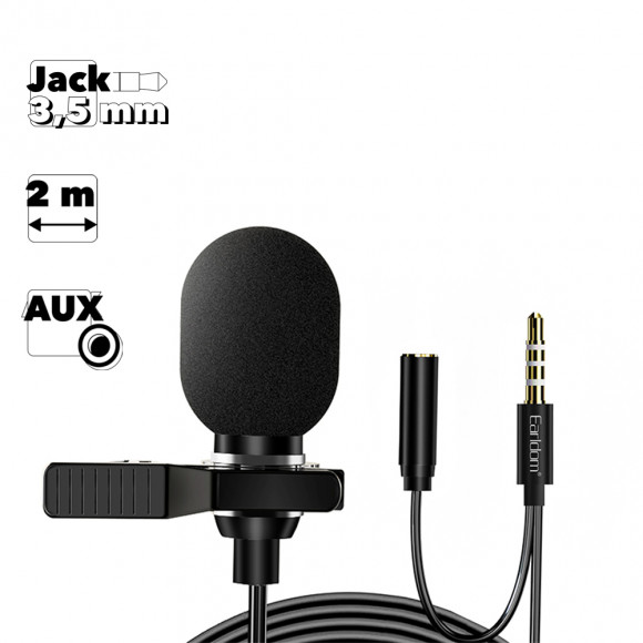 Микрофон Earldom ET-E38 3.5 mm Mini Microphone, черный