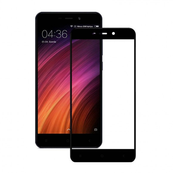 Защитное стекло Xiaomi Redmi 4A 5D, 10D, 11D (черный) тех.пак.