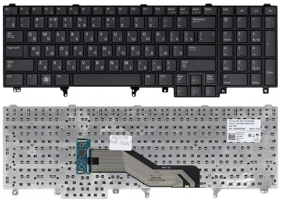 Клавиатура для ноутбука Dell Latitude E6520, E6530, E6540, черная
