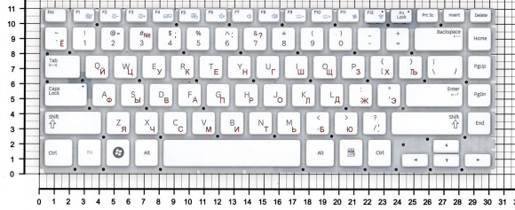 Клавиатура для ноутбука Samsung Q470 белая Клавиатура для ноутбука Samsung Q470 белая