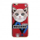 Защитное стекло для Apple iPhone 6, 6S Moschino на переднюю и заднюю часть Кот Барсик, красное