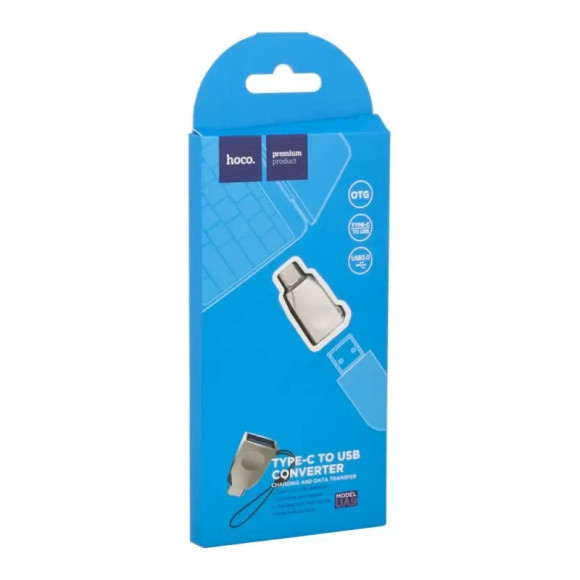Адаптер OTG Hoco UA9 USB to Type-C OTG adapter, серый