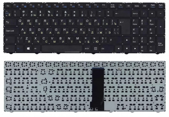Клавиатура для ноутбука Clevo WA50SFQ широкий Enter, черный
