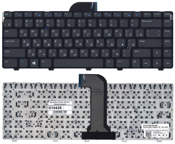 Клавиатура для ноутбука Dell Inspiron 14 3421, 14R 5421, черная с рамкой Клавиатура для ноутбука Dell Inspiron 14 3421, 14R 5421, черная с рамкой