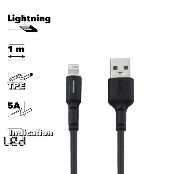 USB Дата-кабель Earldom EC-071I 5A Lightning, 1 метр, черный
