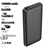 Внешний АКБ HOCO J111 Smart 10000mAh, 2xUSB, 1xUSB-C, 2,1А Li-Pol (черный)