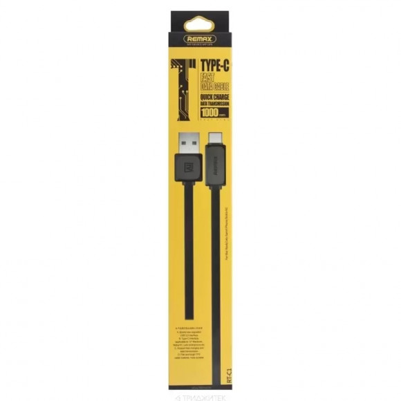 USB кабель Remax Fast Data Series Cable RT-C1 USB Type-C, черный USB кабель Remax Fast Data Series Cable RT-C1 USB Type-C, черный