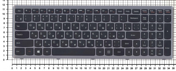 Клавиатура для ноутбука Lenovo G505s, Z510, S510, черная, c серебристой рамкой, без подсветки