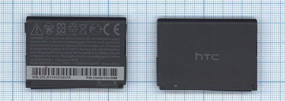 Аккумулятор BH06100 для телефона HTC G16, 3.7В, 4.62Wh