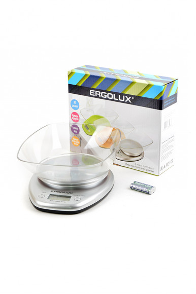 Весы кухонные ERGOLUX ELX-SK04-C03 чаша 5 кг, серый