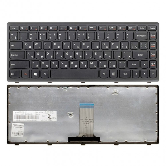 Клавиатура для ноутбука Lenovo IdeaPad G400S, черная, рамка черная