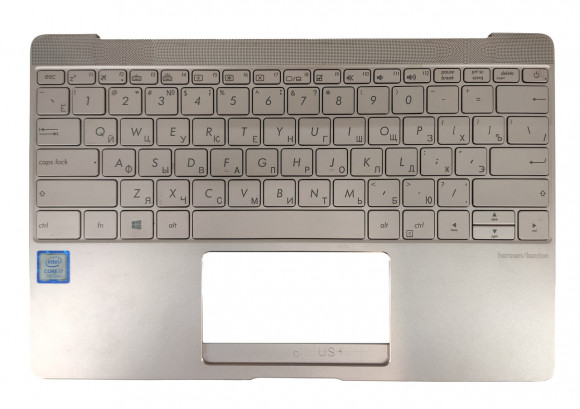 Верхняя часть корпуса (Palmrest) Asus UX390 с клавиатурой, с подсветкой, нежно-розовый, RU