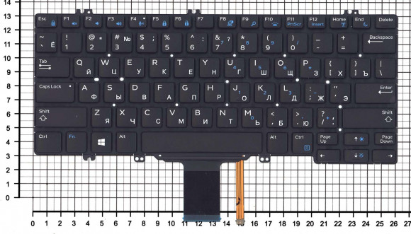 Клавиатура для ноутбука Dell Latitude E5280, черная с подсветкой Клавиатура для ноутбука Dell Latitude E5280, черная с подсветкой