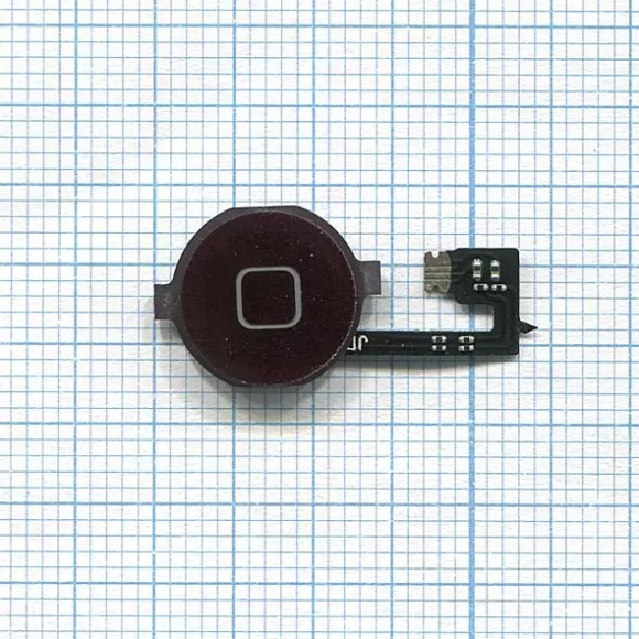 Кнопка HOME для телефона Apple iPhone 4, в сборе с механизмом и шлейфом, черный