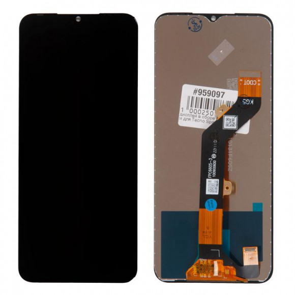 Дисплей в сборе с тачскрином для Tecno Spark Go 2022 , черный (copy lcd)