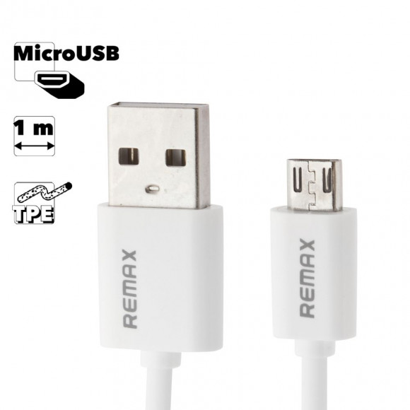USB кабель Remax Fast Charging Cable RC-007m MicroUSB, белый