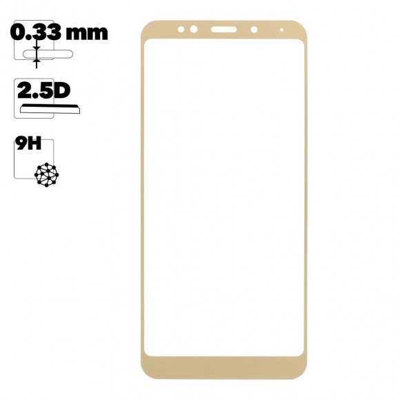 Защитное стекло "LP" для Xiaomi Redmi Note 5 Thin Frame Full Glue 0.33 мм 9H (золотая рамка)