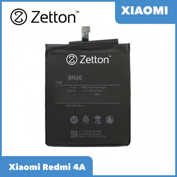Аккумулятор Zetton для Xiaomi Redmi 4A 3000 mAh, Li-Pol аналог BN30