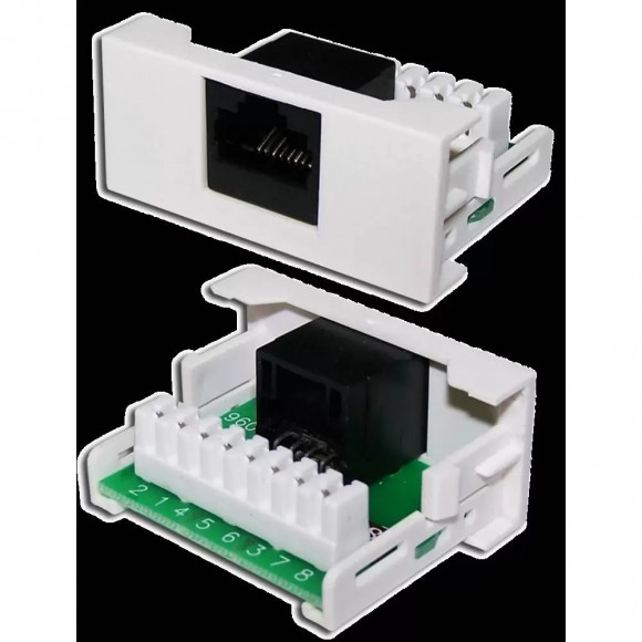Розетка Mosaic 22.5x45 1xRJ-45 Cat.6, белая, Lanmaster, LAN-WA-LP-45/6-WH