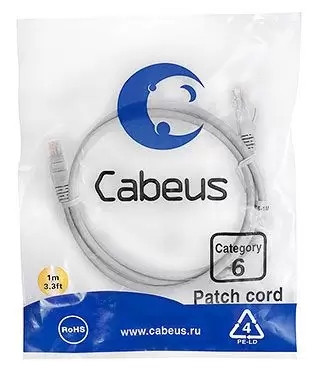 Патч-корд U/UTP Cabeus PC-UTP-RJ45-Cat.6-1m