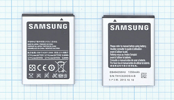 Аккумулятор EB494358VU для Samsung Galaxy Ace S5830, 3.7В, 5.00Wh