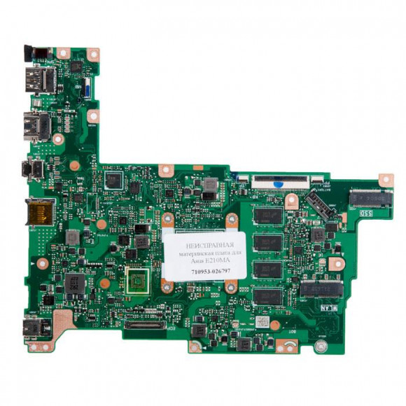 Материнская плата для Asus E210MA Main board Rev:2.1, 4xD9WFH, IT8225VG-128-CX0, СНЯТ ПРОЦЕССОР, SSD, НЕИСПРАВНАЯ материнская плата донор компонентов.