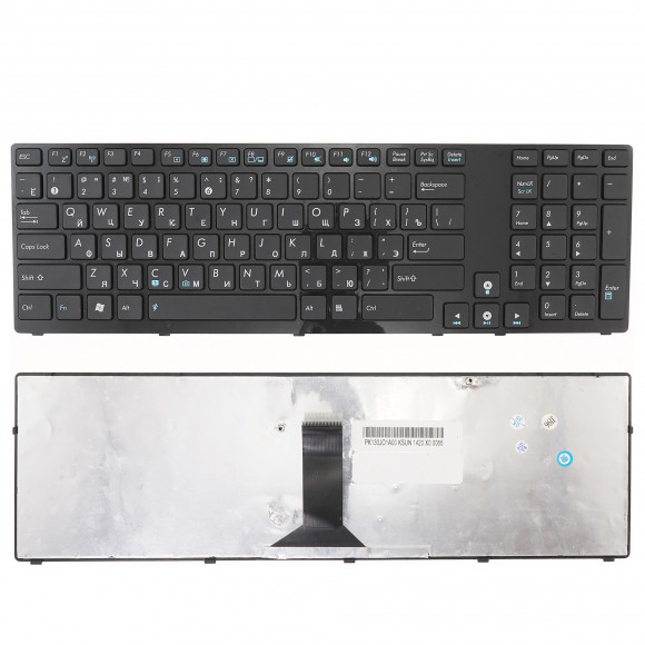 Клавиатура для ноутбука Asus R900 черная с черной рамкой