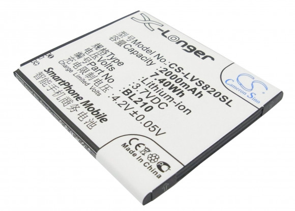Аккумулятор (батарея) CS-LVS820SL, BL210 для телефона Lenovo A656 A658T A750e A766 A770E S650 S658t S820, 3.7В, 2000мАч