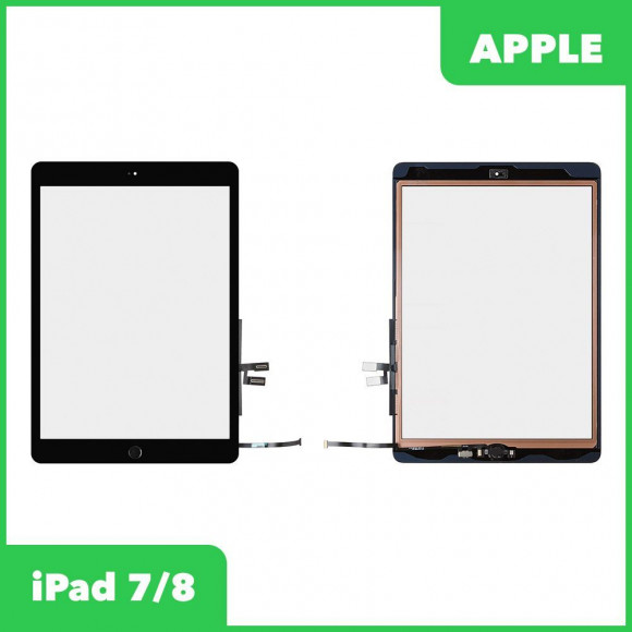 Тачскрин для Apple iPad 7, 8 10.2 (A2197, A2198, A2200, A2428, A2429, A2270) + черная кнопка HOME (черный)