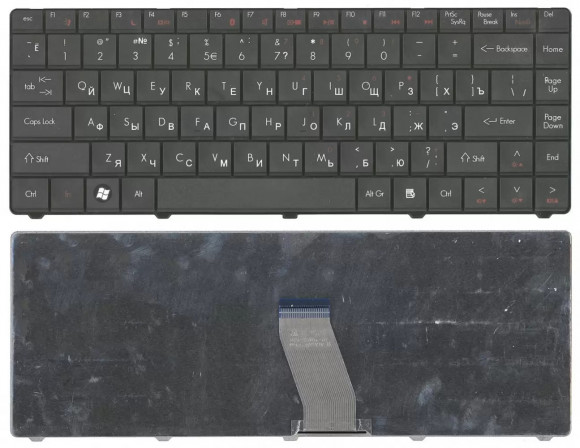 Клавиатура для ноутбука Acer D725 (длинный шлейф), черная (версия Packpard Bell)