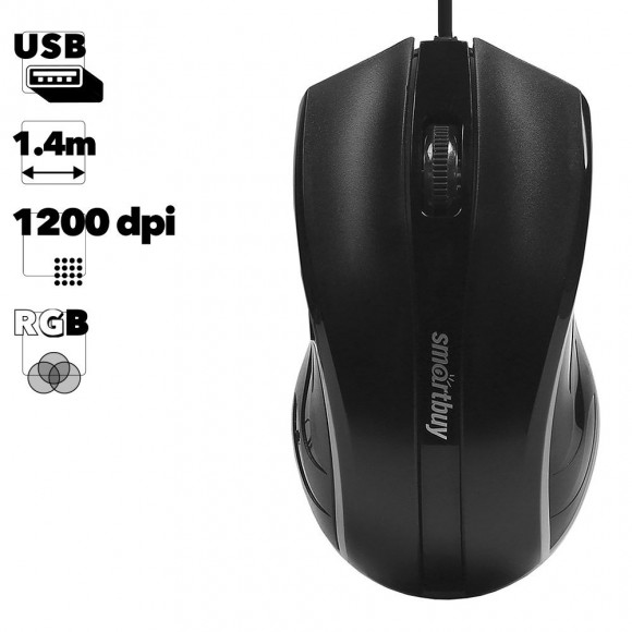 Мышь проводная с подсветкой Smartbuy ONE 338 черная
