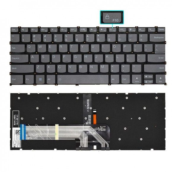 Клавиатура для ноутбука Lenovo Xiaoxin Air 14, 14-IIL,14-ARE, 14-ITL 2020г. чёрная, без рамки, с подсветкой