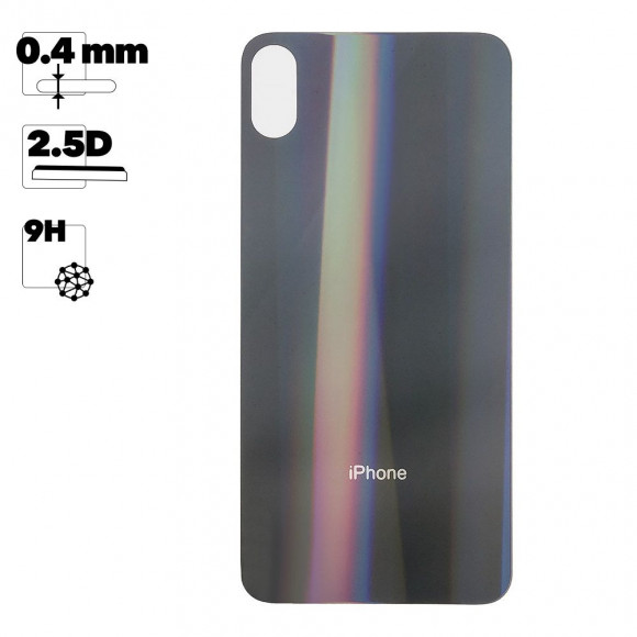 Защитное стекло 2.5D для Apple iPhone XS Max на заднюю часть глянцевое 0.7 мм., черное