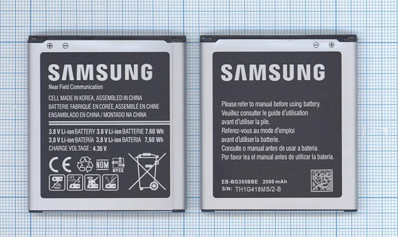 Аккумулятор EB-BG355BBE для Samsung SM-G355H, DS Galaxy Core 2 Duos, SM-G3559, 3.8В 7.60Wh